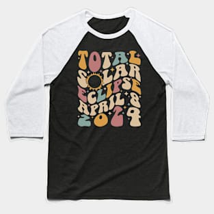 Total Solar Eclipse April 8 2024 Retro Groovy Women Kids Men Baseball T-Shirt